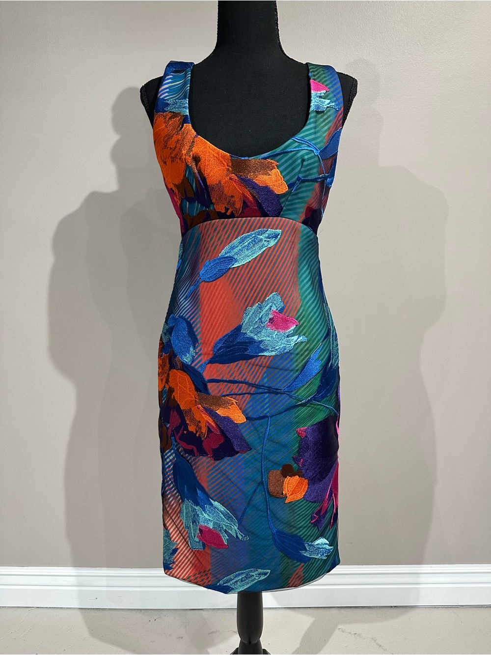 Colorful Cesar Galindo Floral Midi Dress size 2 NWT